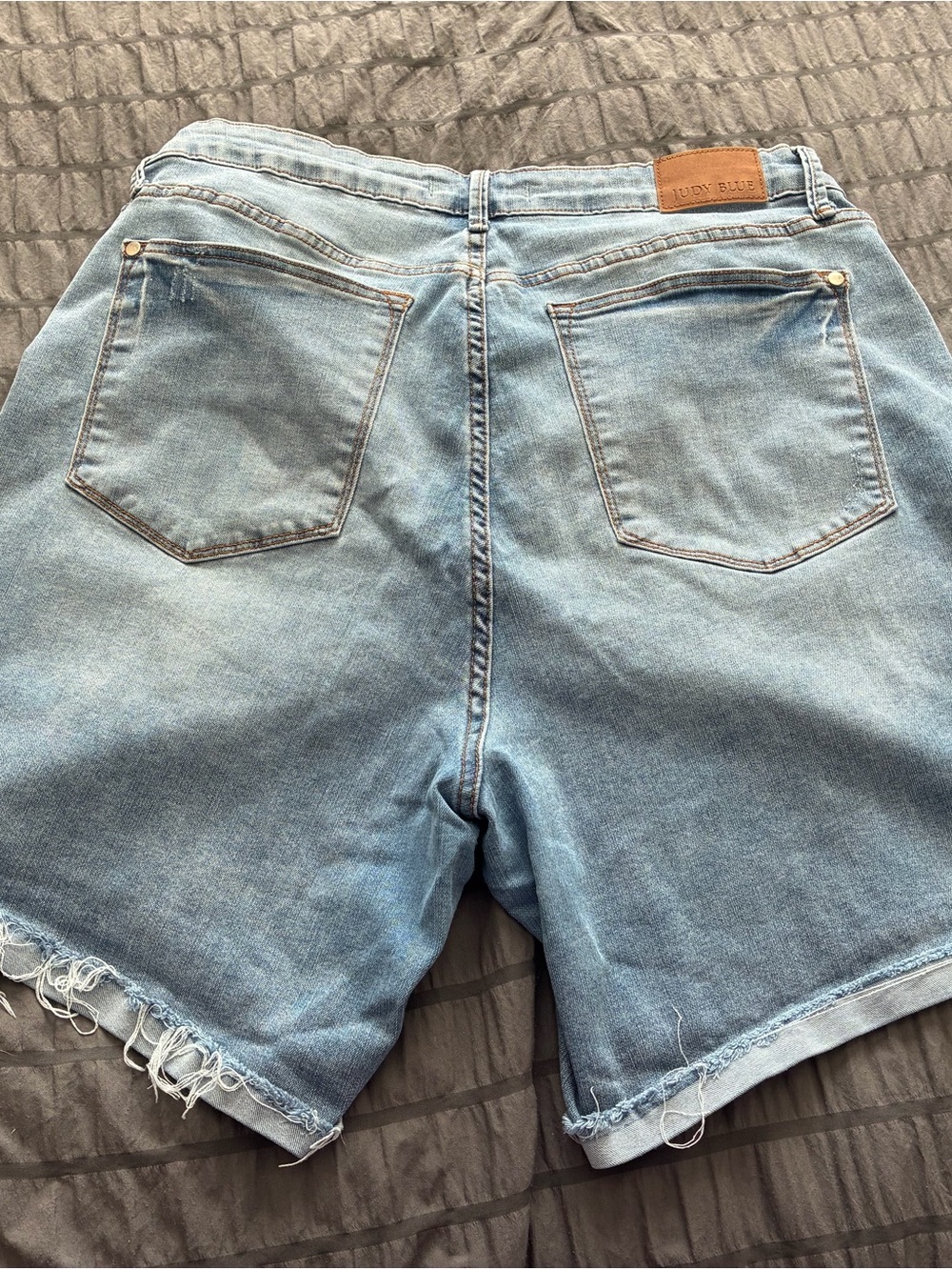 Judy Blue Light Blue High Waist Frayed Denim Shorts